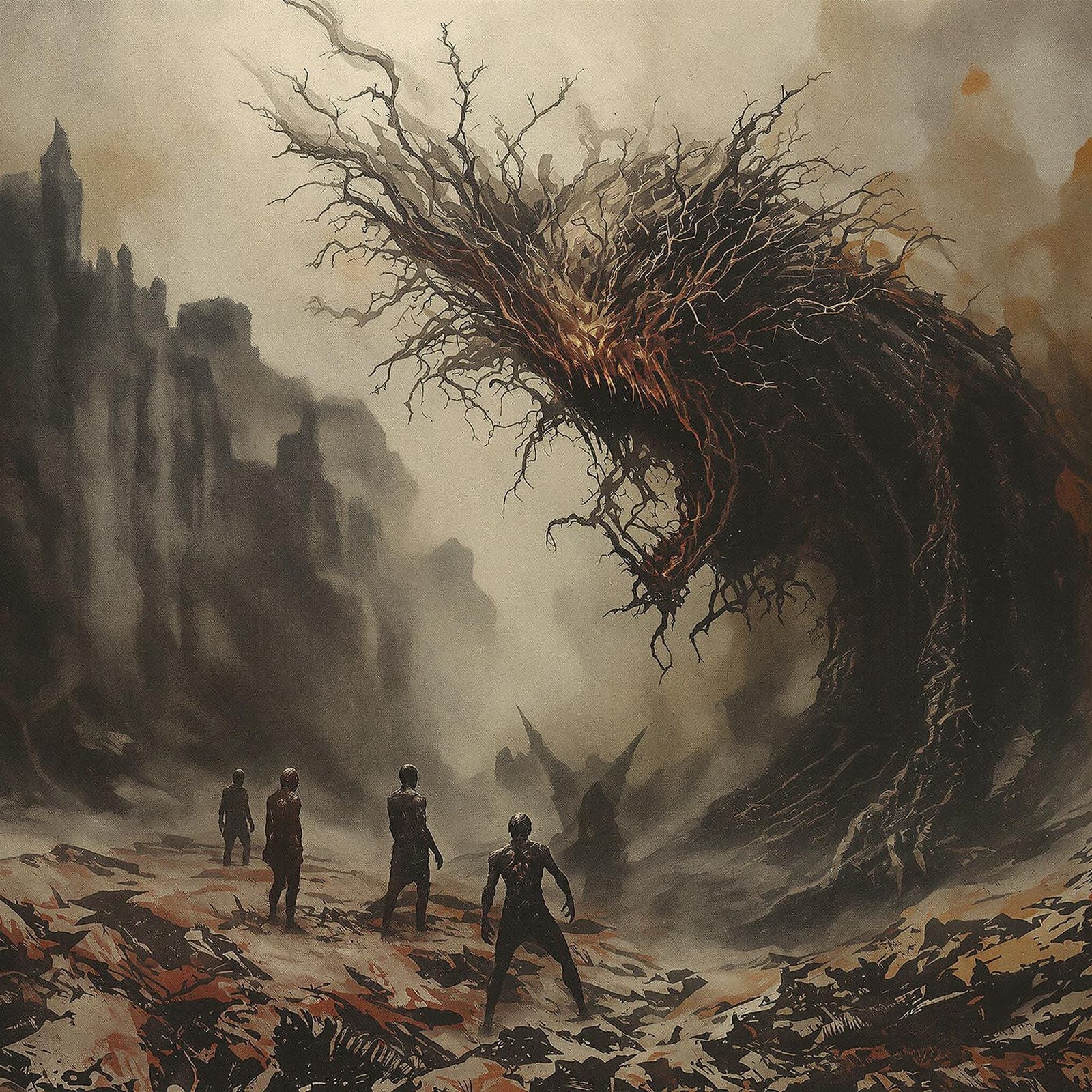 Ethereal Horror in a Chilling, Dark Art Style