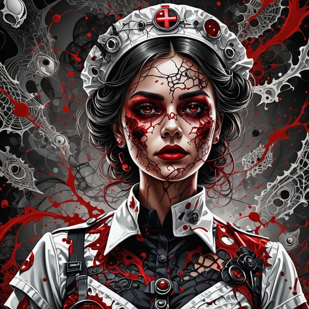 Halloween Nurse in Abstract Vector Fractal Style