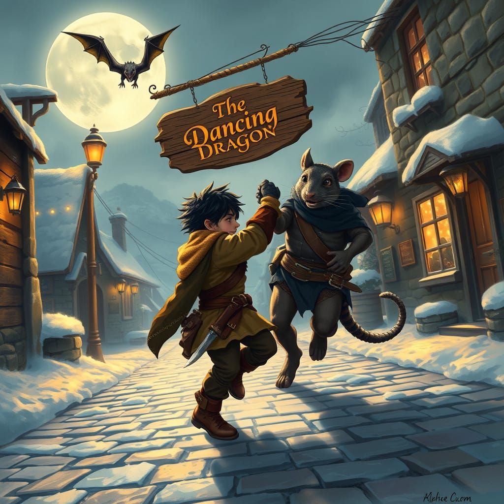 Moonlit Festival on the Coastal Village Street