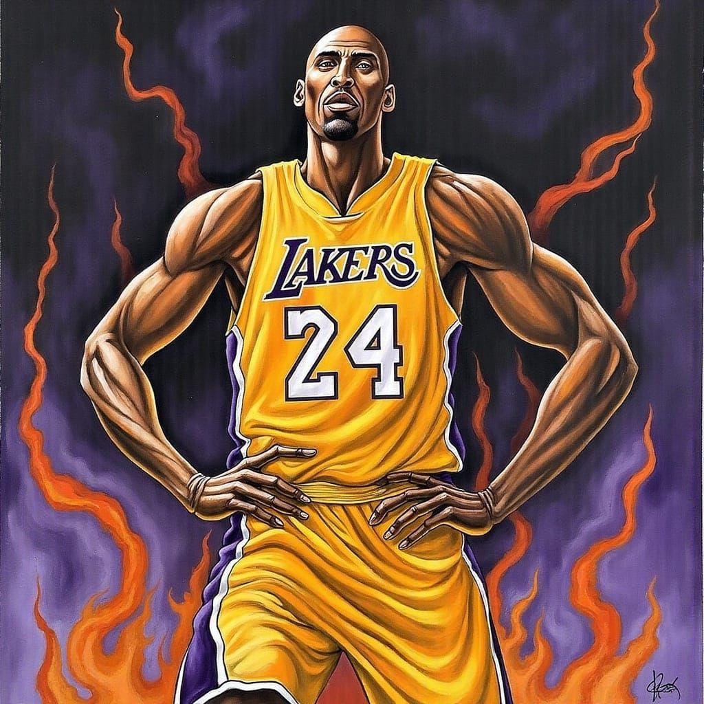 Kobe Bryant: Fierce Determination in Comic Book Art