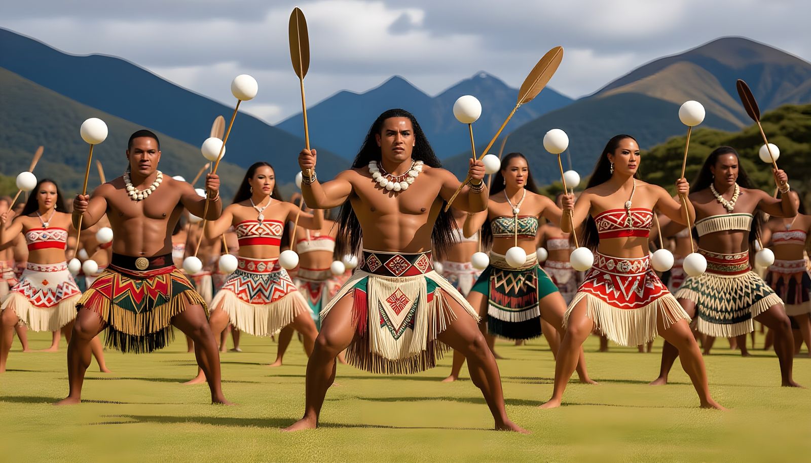 Māori Kapa Haka Performance in Traditional Style