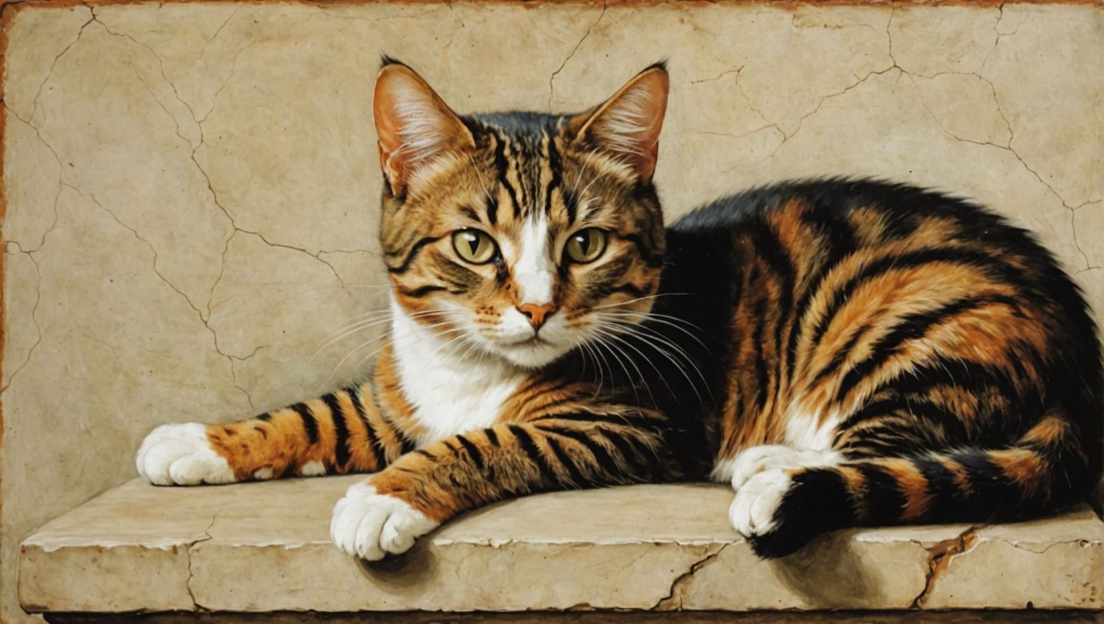 Renaissance Cat: A Michelangelo-Inspired Painting