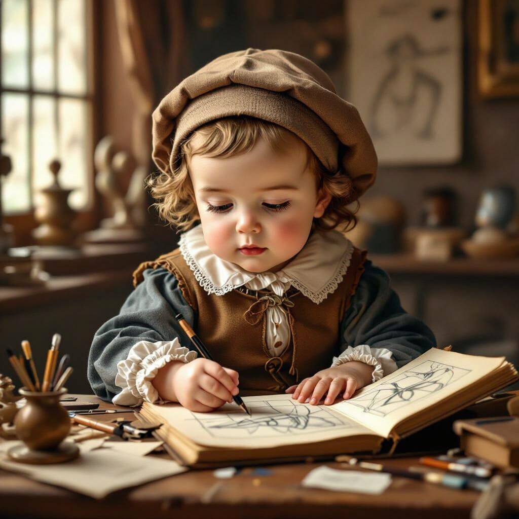 Baby Leonardo da Vinci Sketches, Renaissance Style