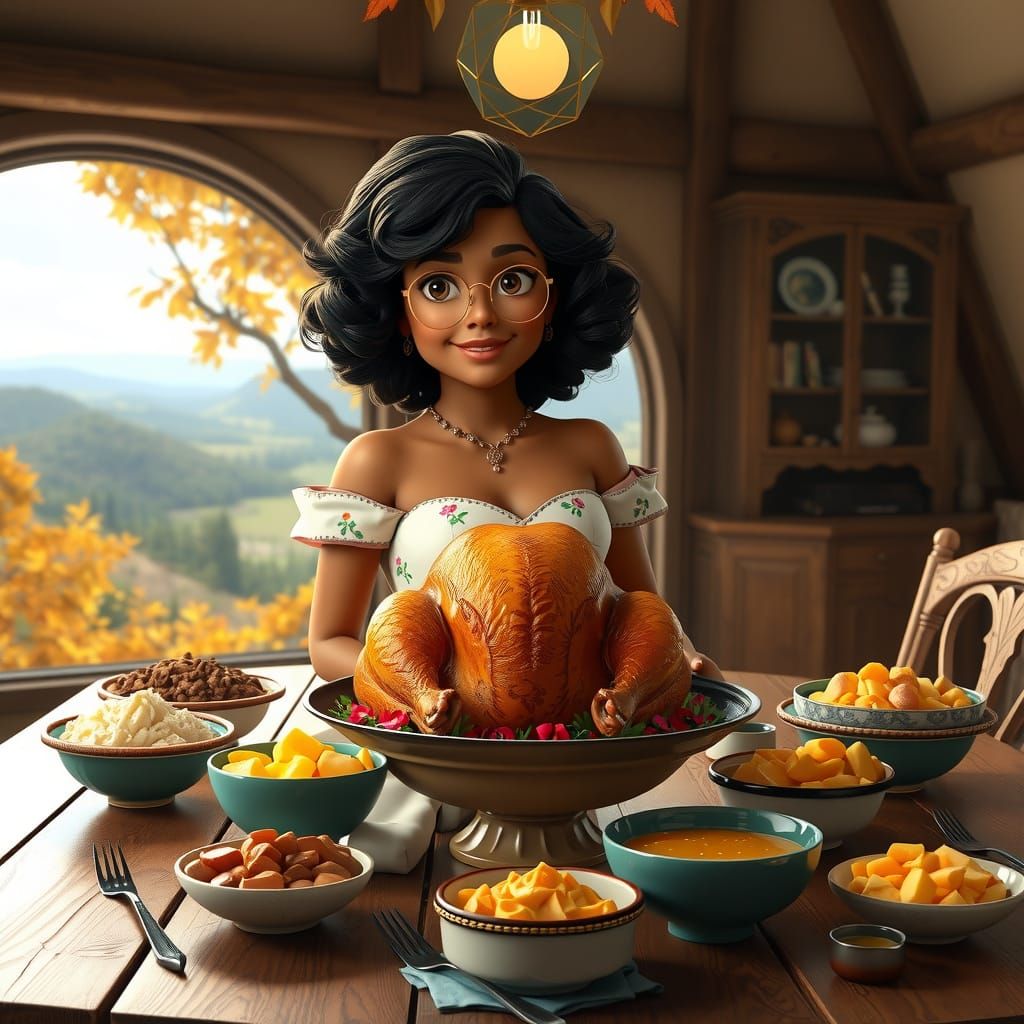 Mirabel Madrigal Enjoys Thanksgiving Feast in Autumn Landsca...
