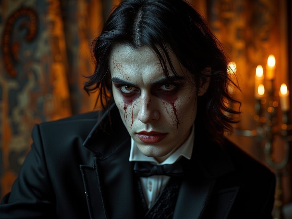Gothic Vampire Portrait in Cinematic Style