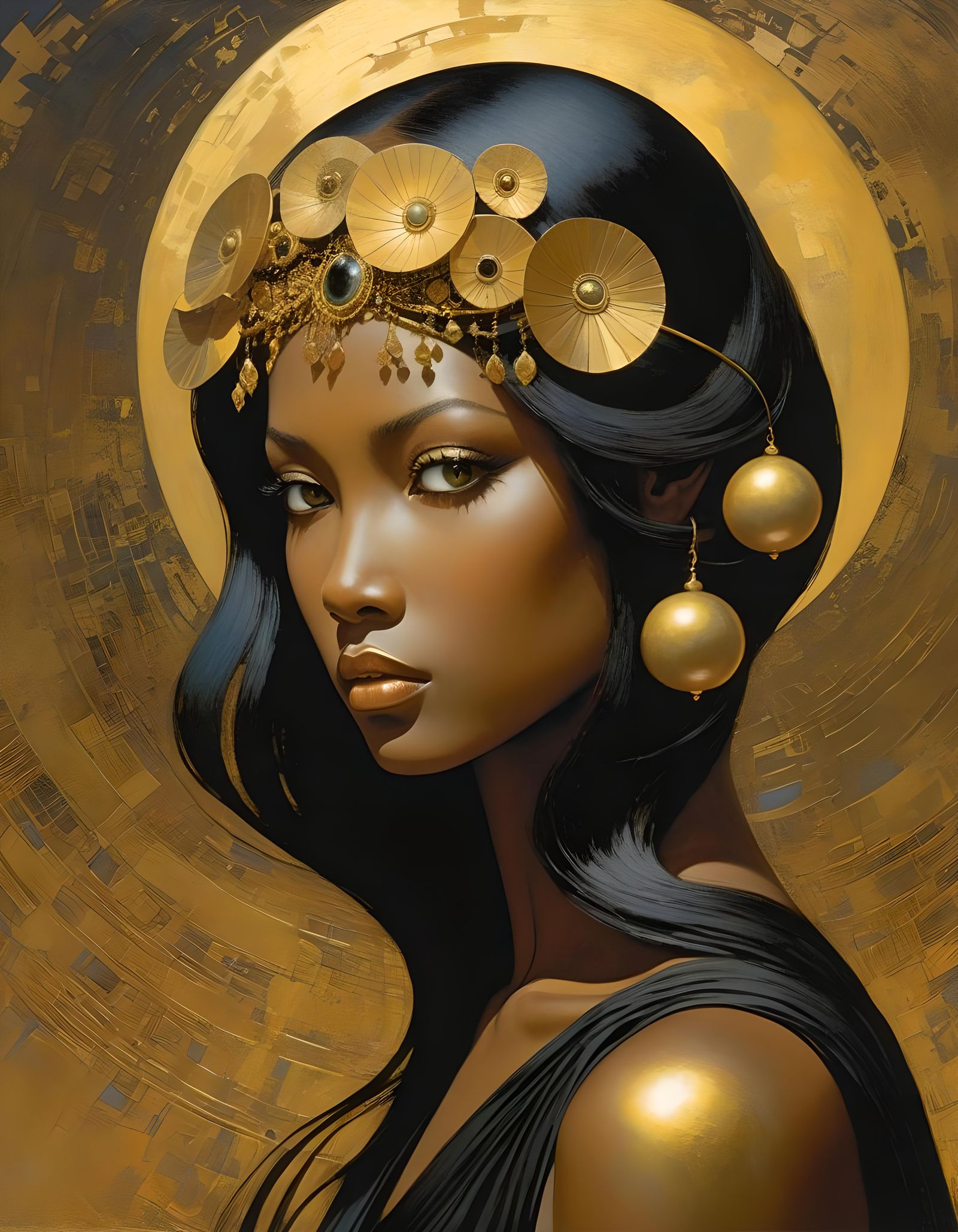 Figure with Gold Hair and Reflected World