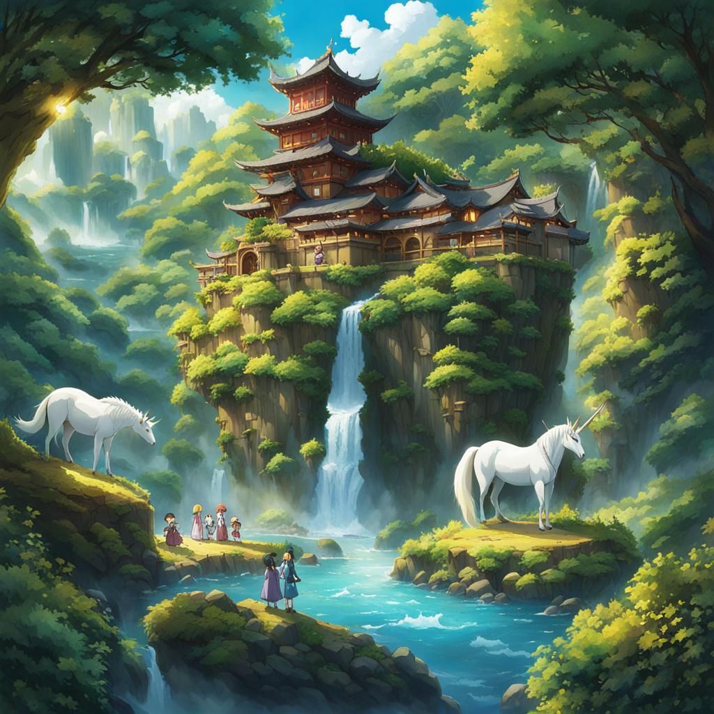 Enchanted Waterfall Realm with Talking Animals