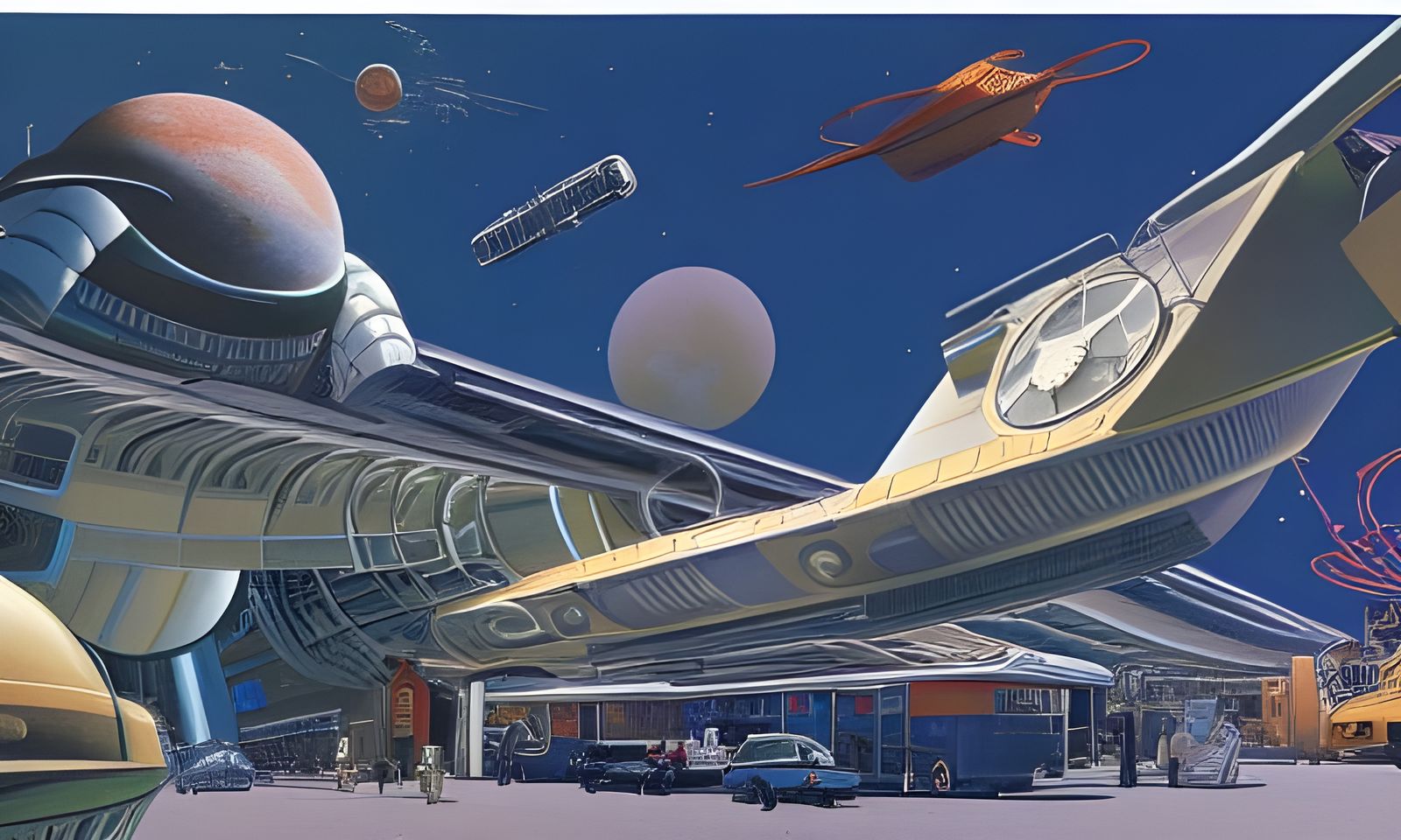 Retrofuturistic Space Mall: A Sci-Fi Shopping Paradise