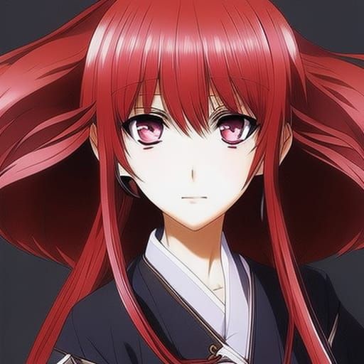 Anime Girl with Crimson Eyes, Manga Style