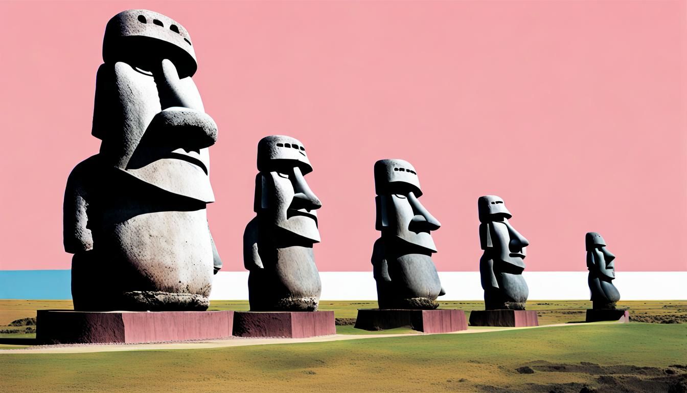 Cartoon Moai on the Wall, Psychedelic Art