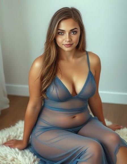 Australian Woman in Blue Dress: Digital Art