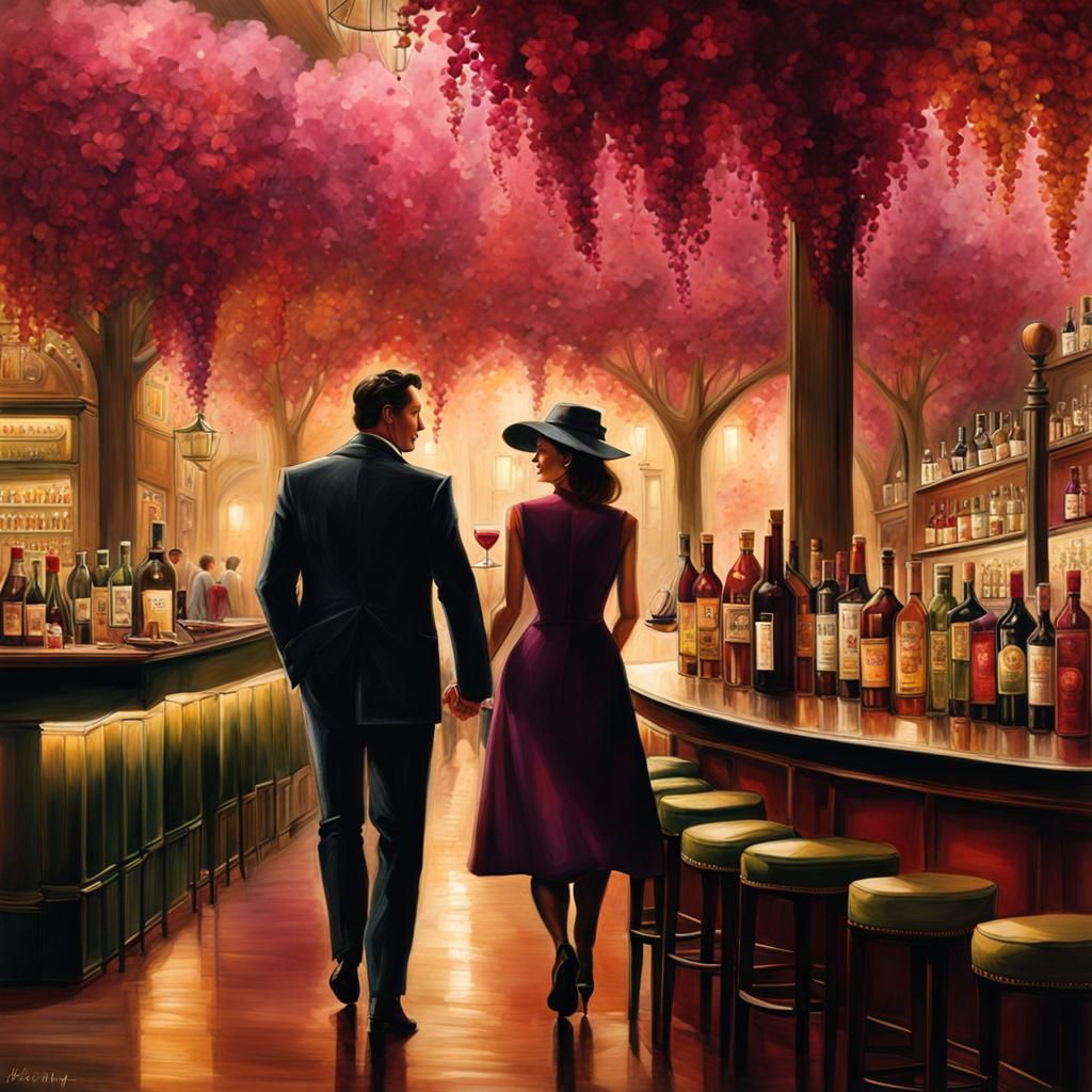 Couple Enters Crowded Bar on Autumn Evening