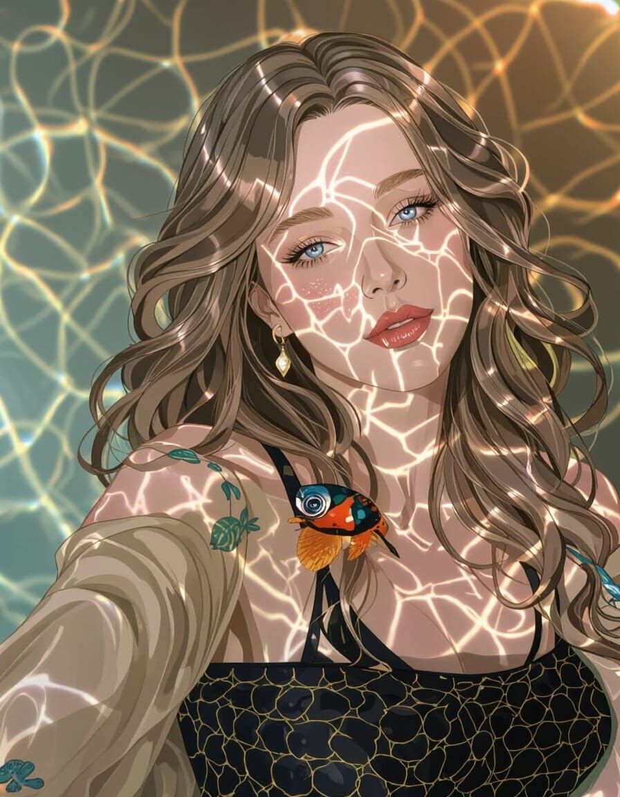 Aquatic Woman Portrait in Hyperrealistic Style