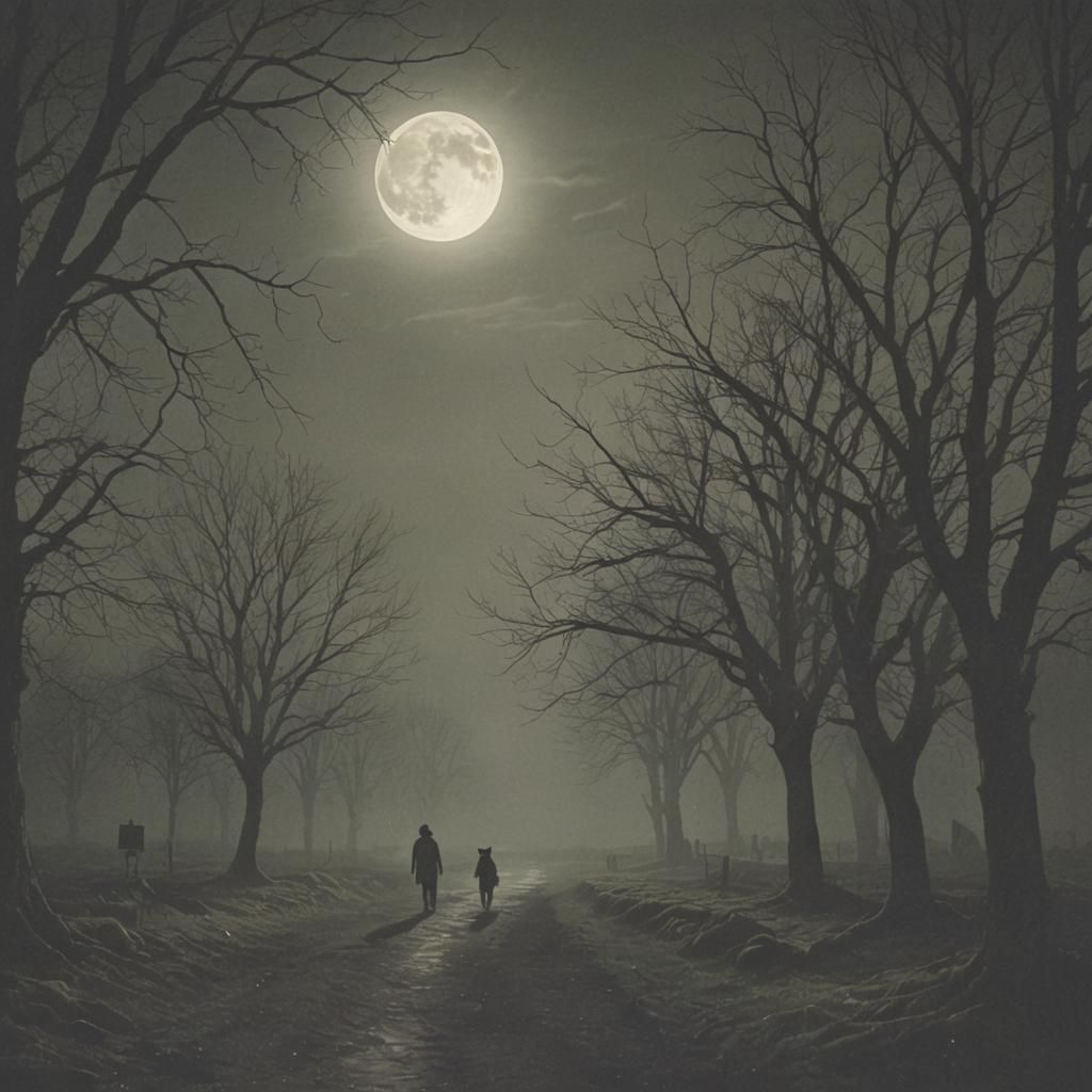 Eerie Moonlight Shadows: Abstract Mystery