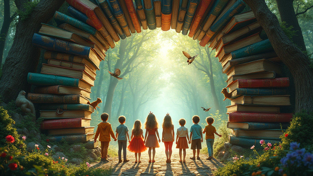 Magical Book Archway to Ethereal Forest