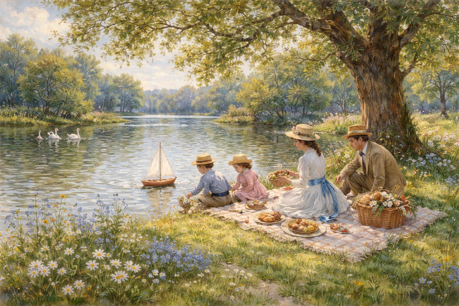 Picnic, in the style of Monet.