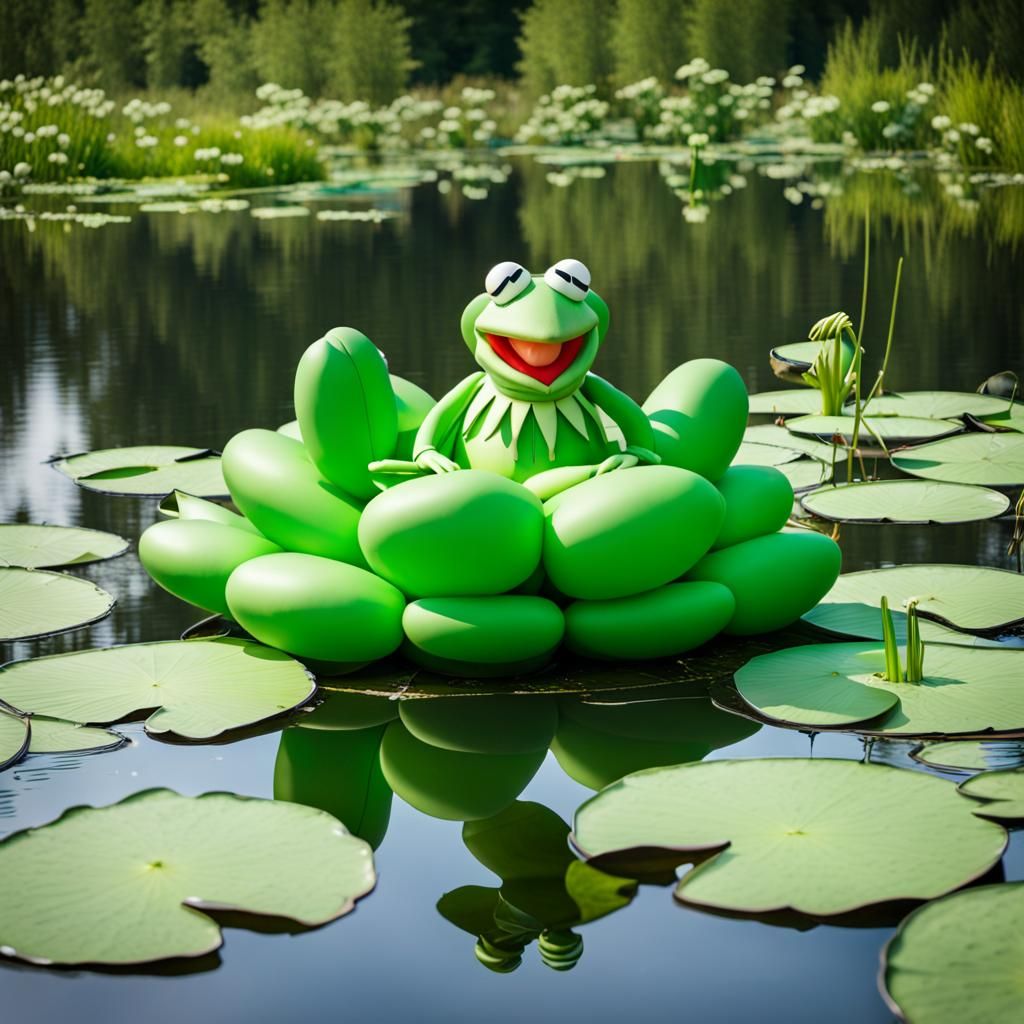 Kermit the Frog Balloon Sculpture on Lilypad