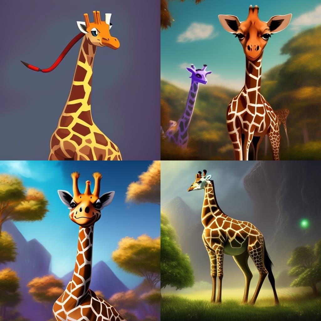 Giraffe as a Pokémon: Detailed Fantasy Art