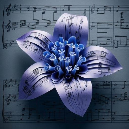 Vintage Music Sheet Bluebell in Delicate Folds