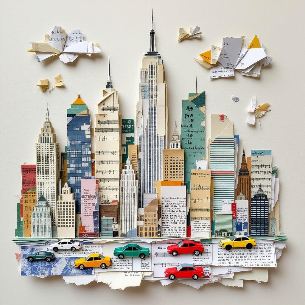 Miniature Paper City Crafted from Origami