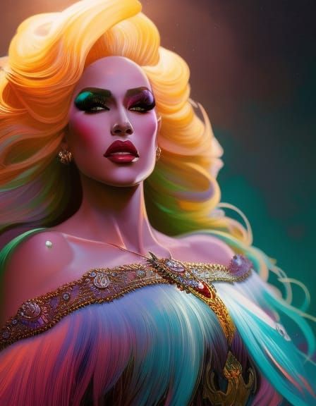 Dramatic Drag Queen Portrait in Hyperdetailed Digital Art
