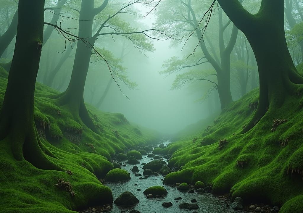 Misty Green Moss World: A Journey