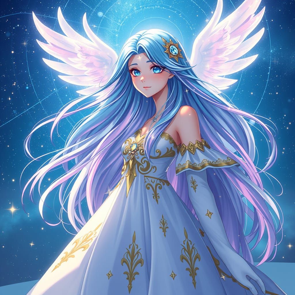 Celestial Queen in Cosmic Starlight: Anime Semi-Realism