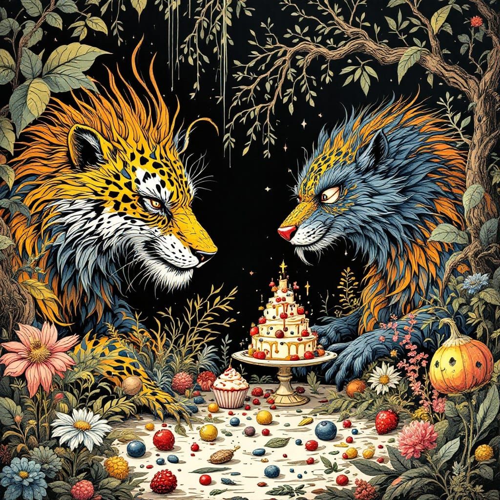 Dessert Wildlife Food Chain Art in Splash Style