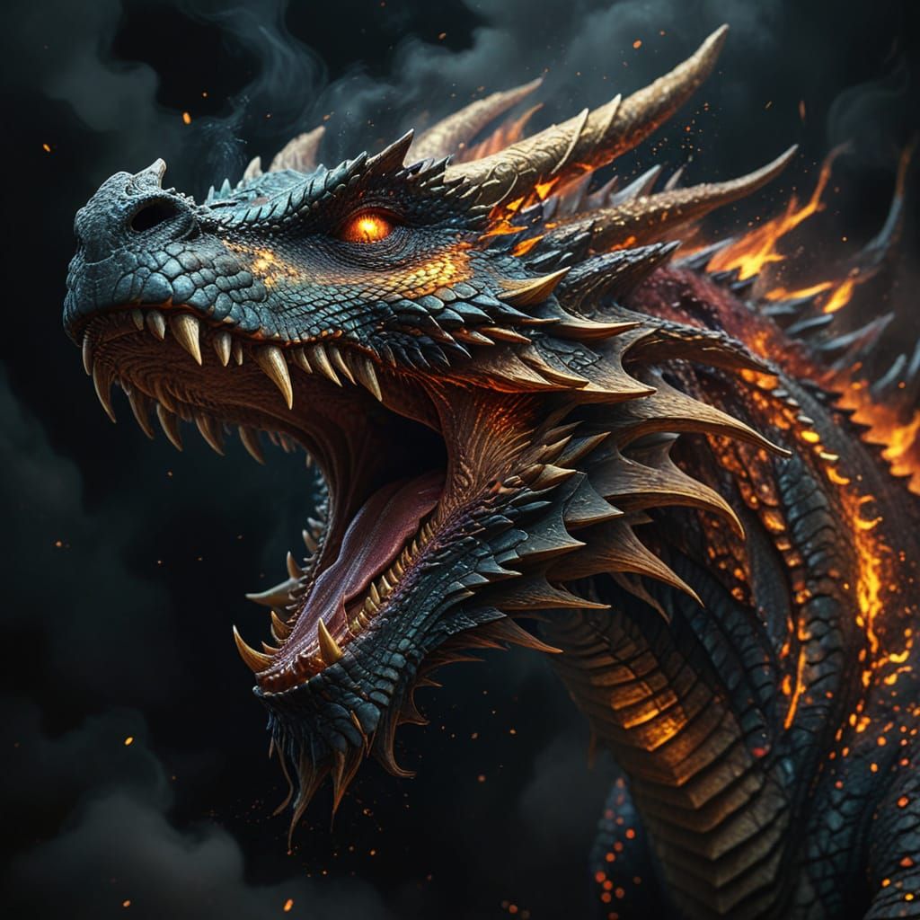 Vibrant Dragon Roars in Epic Digital Painting