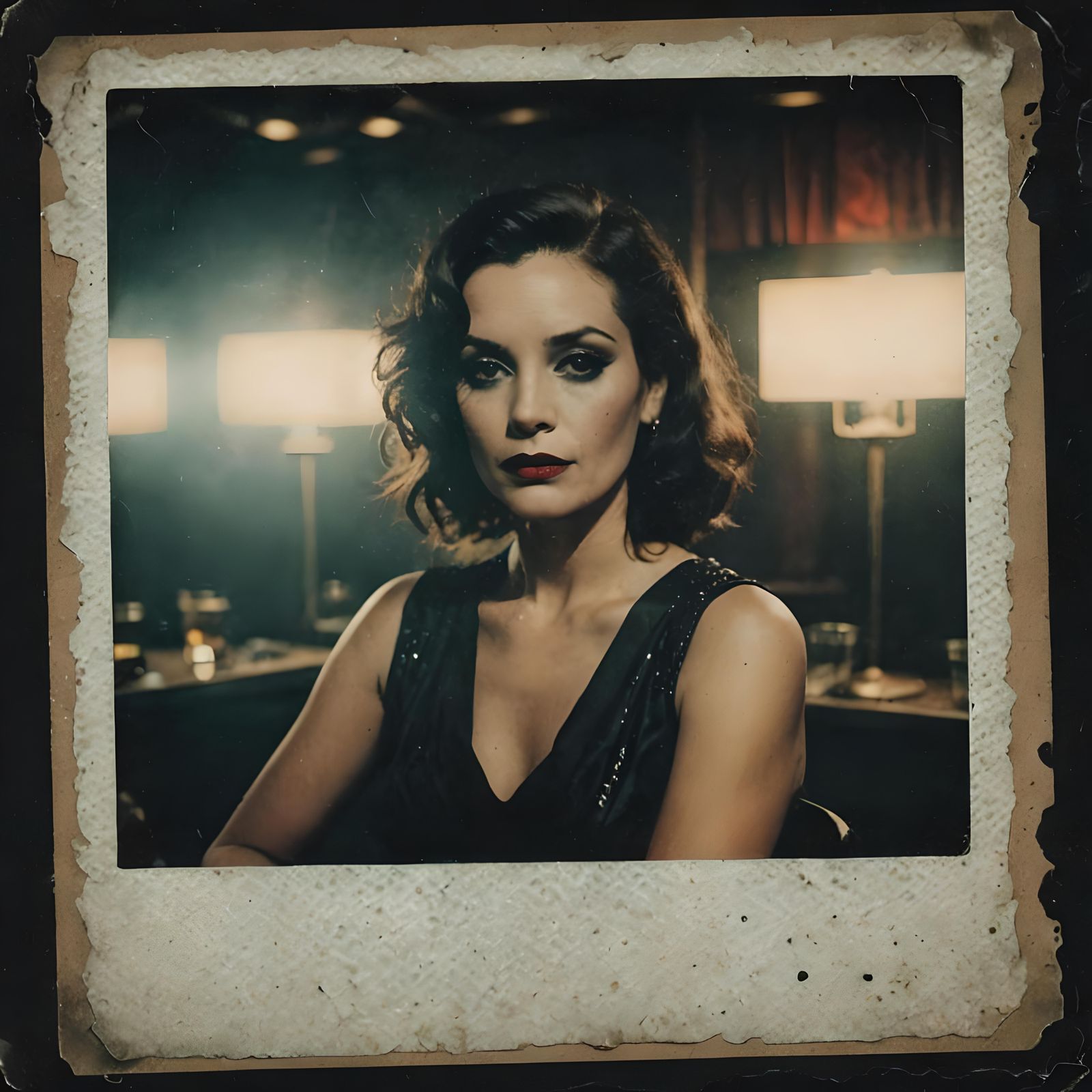 Film Noir Singer in Polaroid Style