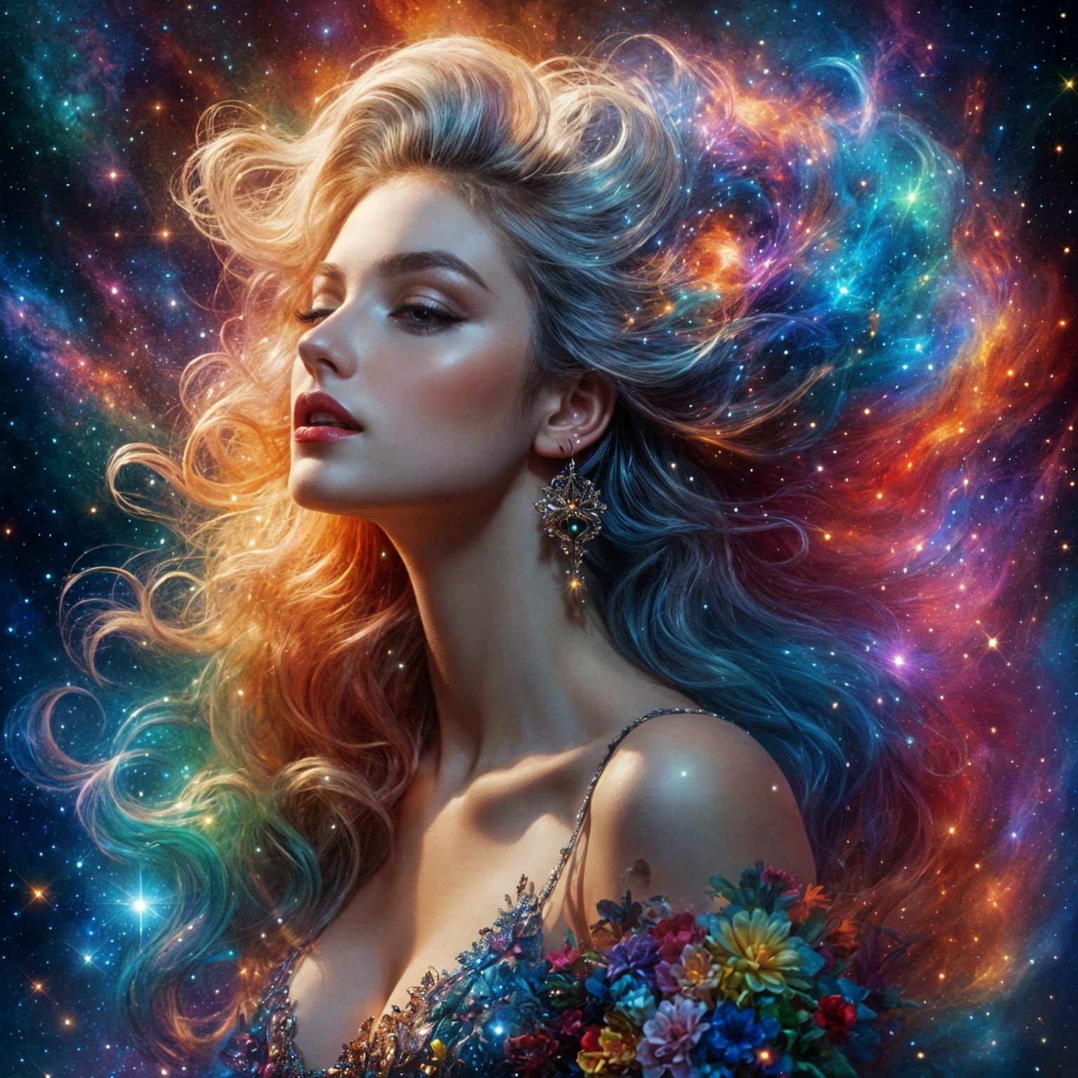 Cosmic Star Hair in Boris Vallejo Style