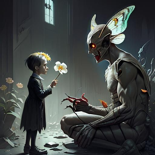 Mothman's Ominous Gift to Child, Sinister Art