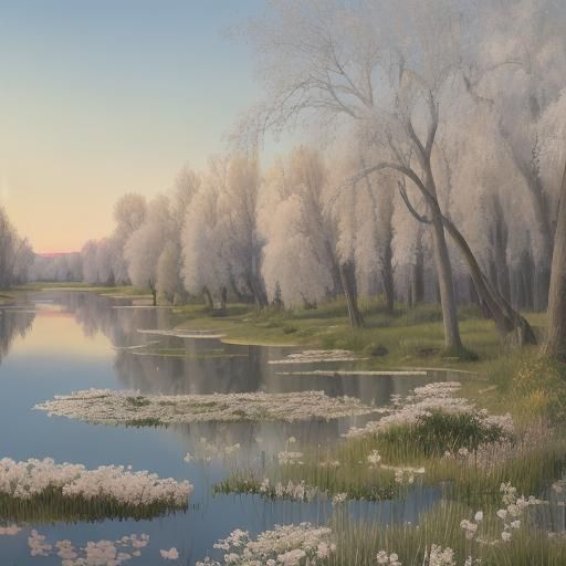 French Rococo Palace in Springtime Landscape