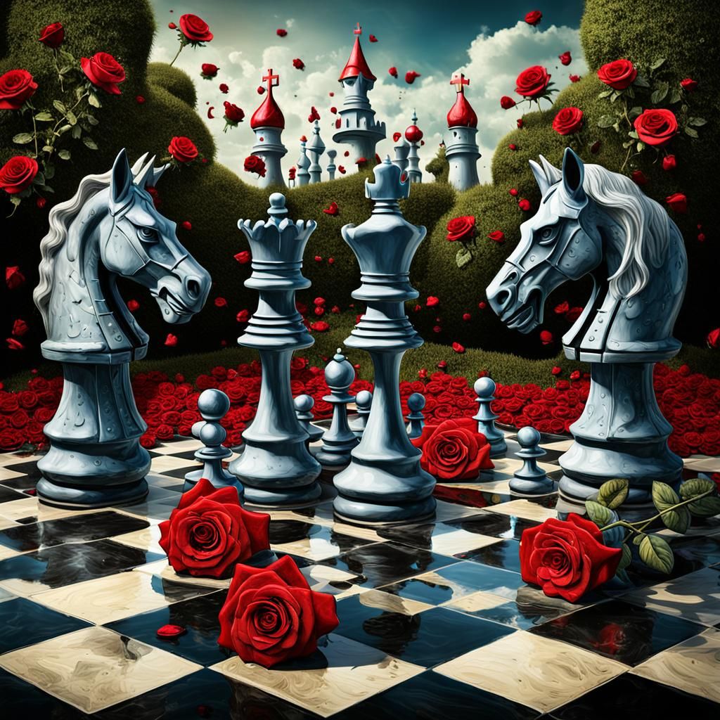 Surreal Chess Game in Wonderland, Digital Art
