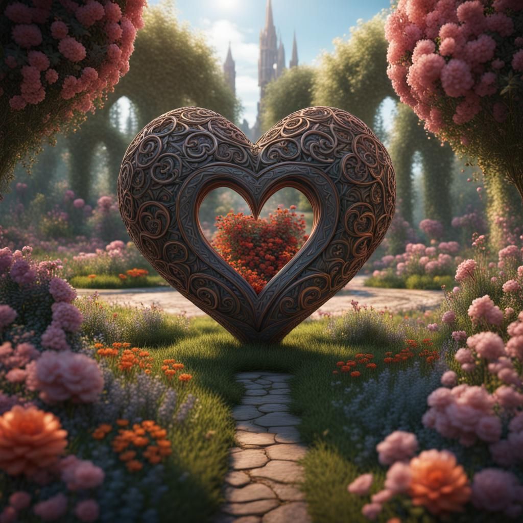 Filigree Heart in a Fantastical Flower Garden