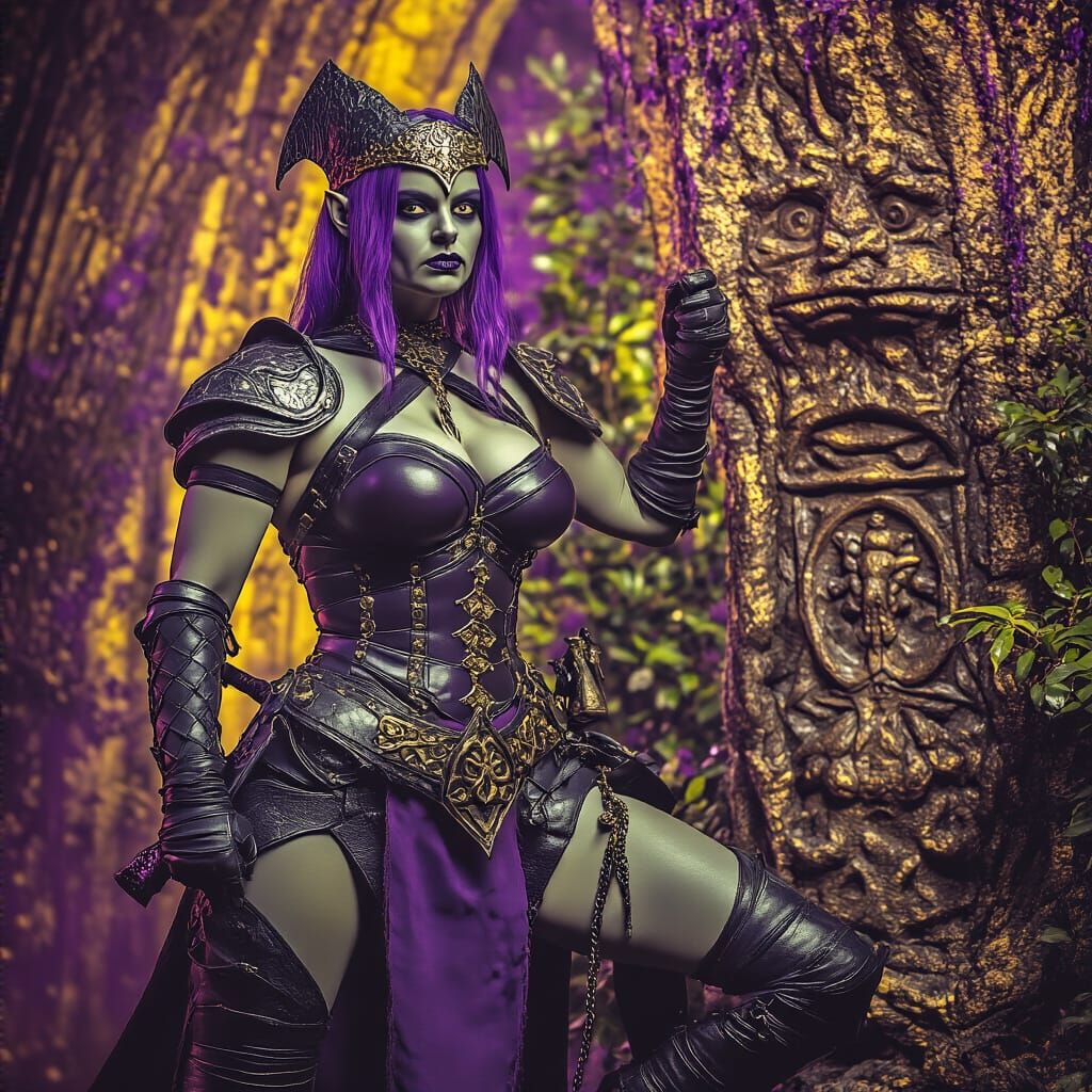 Heroic Drow Warrior in Dark Fantasy Armor