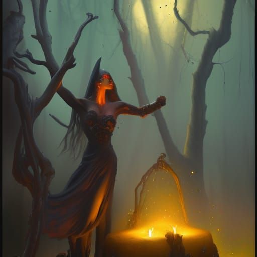 Dark Fantasy Witches Coven in Detailed Matte Painting