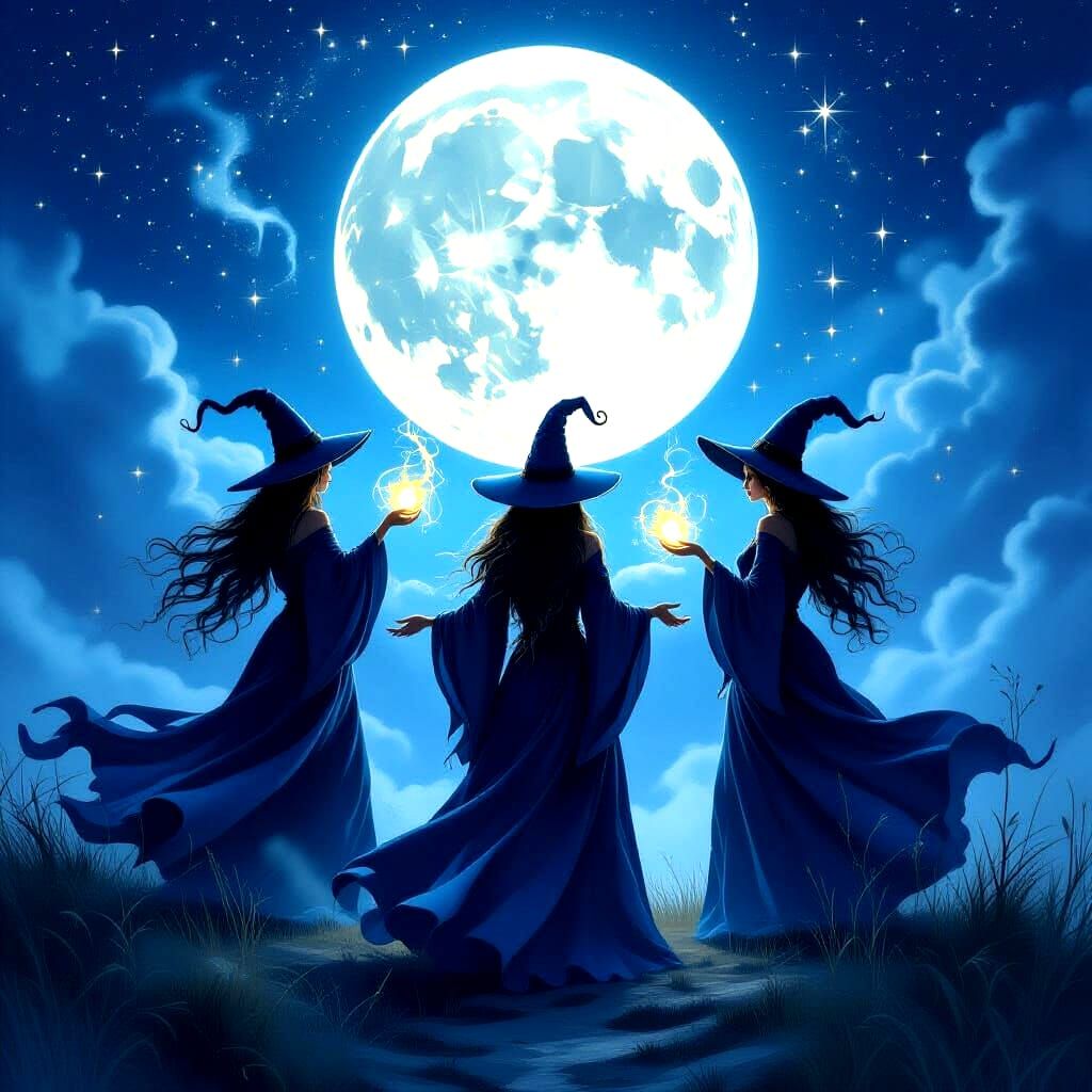 Mysterious Witches Gathering in a Dark Forest