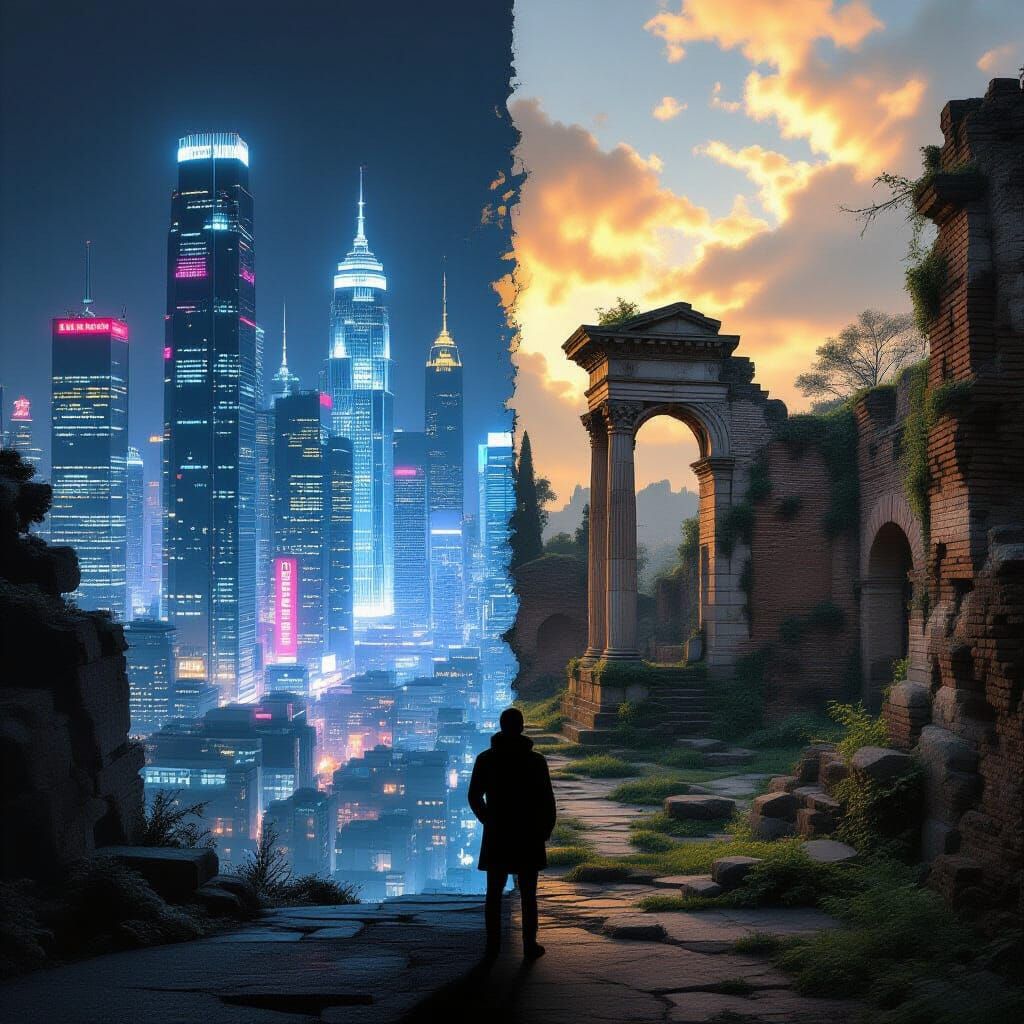 Worlds Collide: Modern City Meets Ancient Ruins