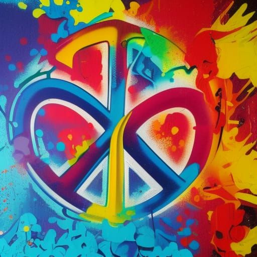Graffiti Art Peace Sign in Street Art Style