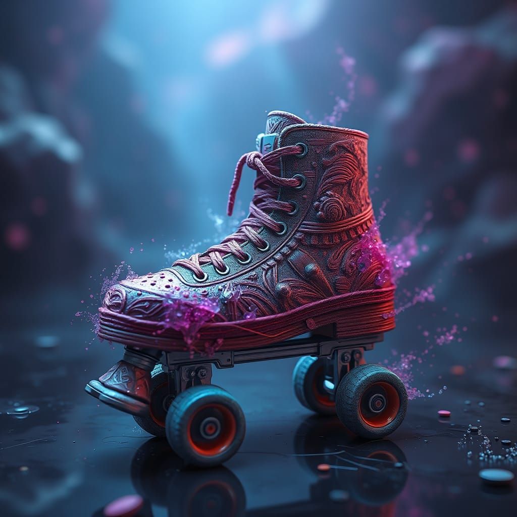 Macrame Roller Skate: Detailed Fantasy Art
