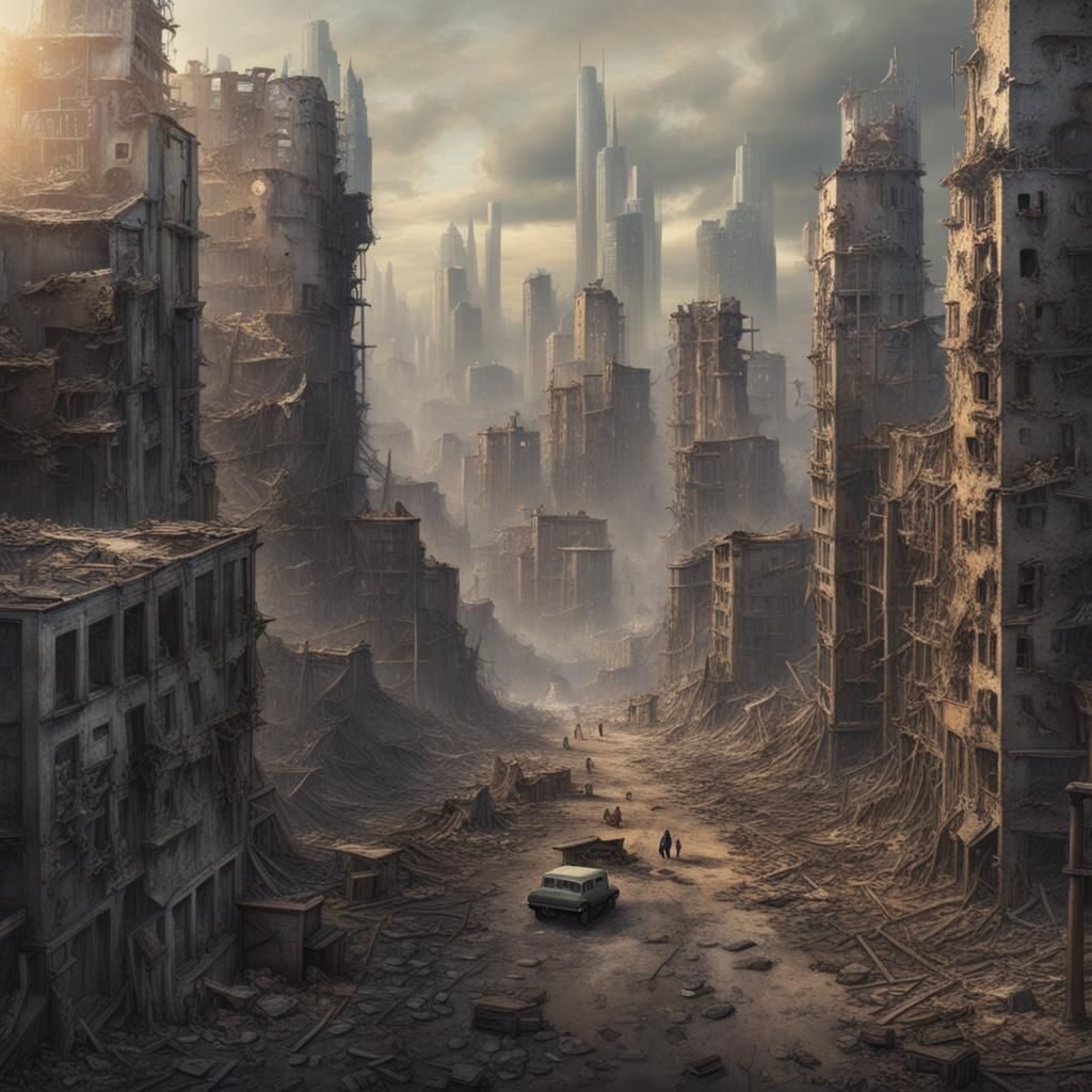 Gloomy Dystopian World Landscape