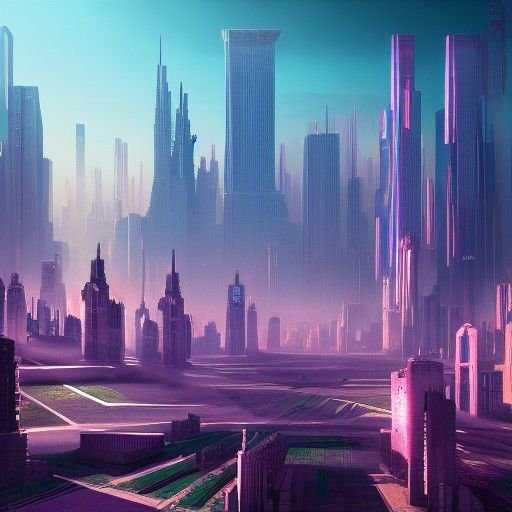 Vaporwave Medieval Metropolis on Neptune: 8K Concept Art
