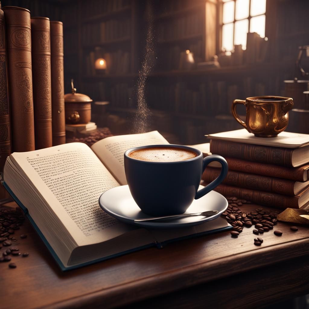 Coffee, Books, and Handmade in Detailed Matte Painting
