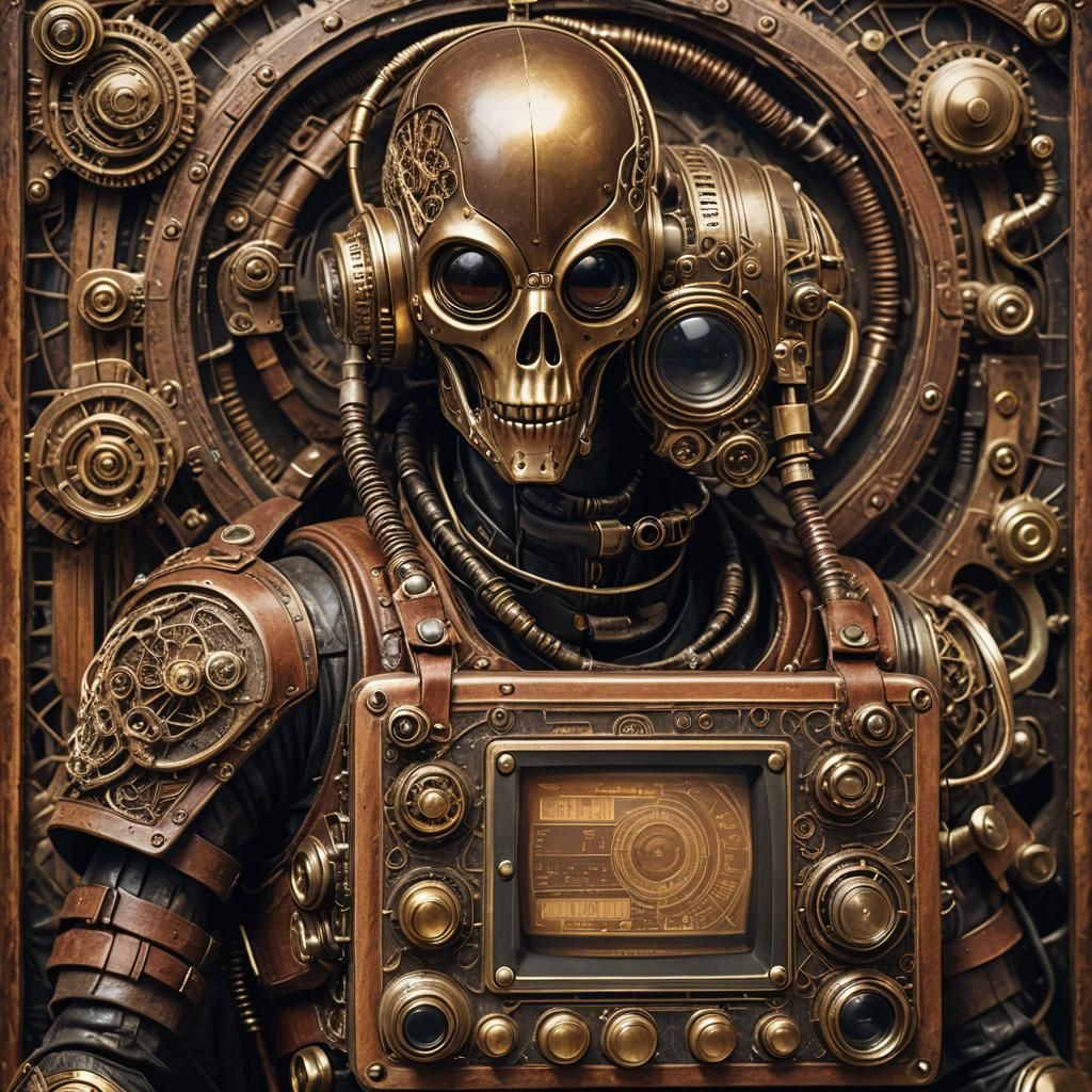 Steampunk Alien with Retro Sci-Fi Radio Device