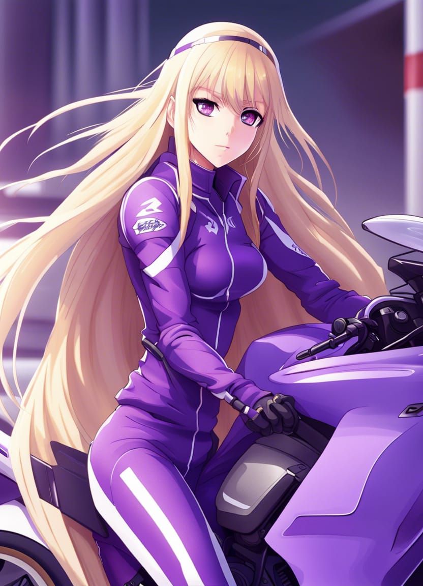Anime Athlete on Motorbike in Manga Style