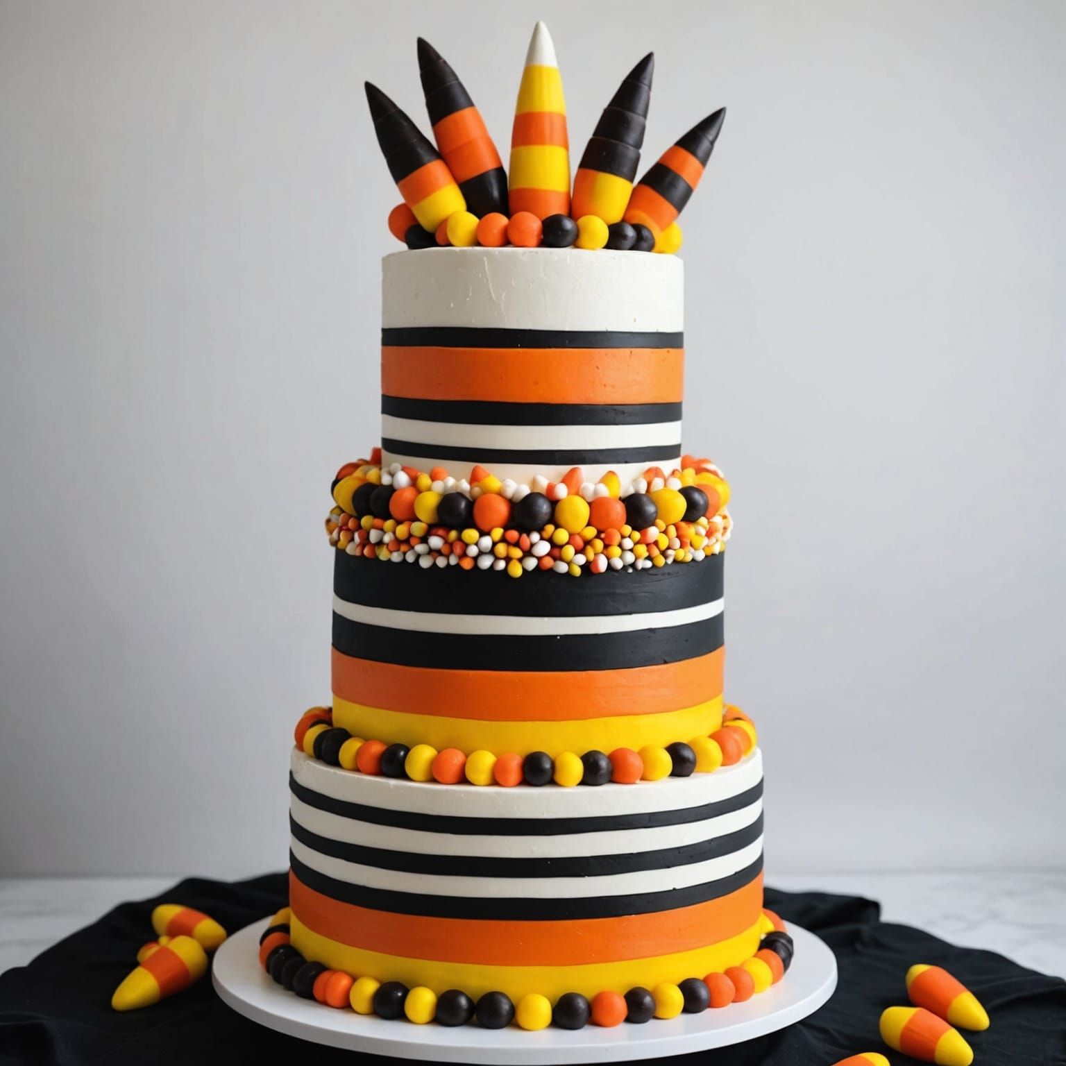 Halloween Candy Corn Cake with Chocolate Frosting