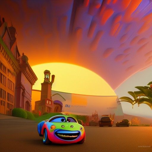 Cars Character in Pixar-Inspired 3D Art