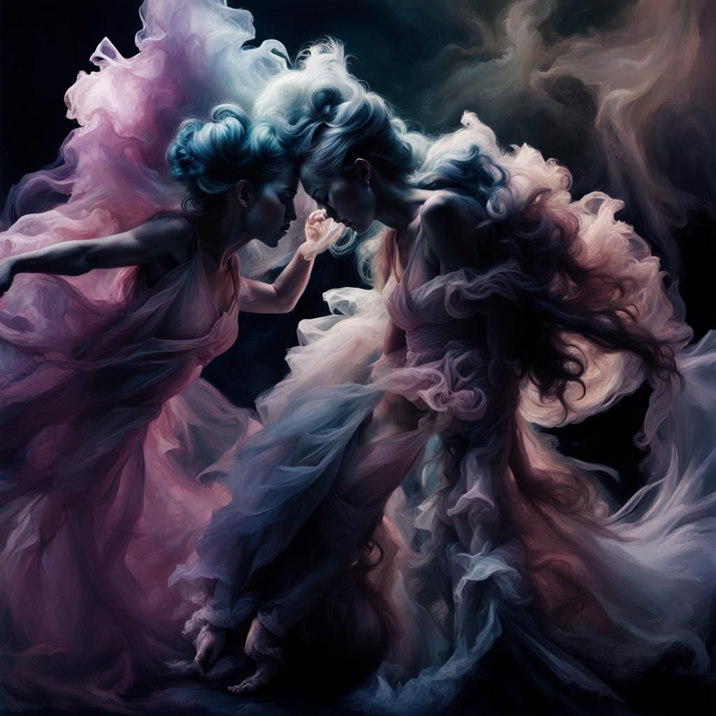 Dancing Women: High Contrast Acrylic Art