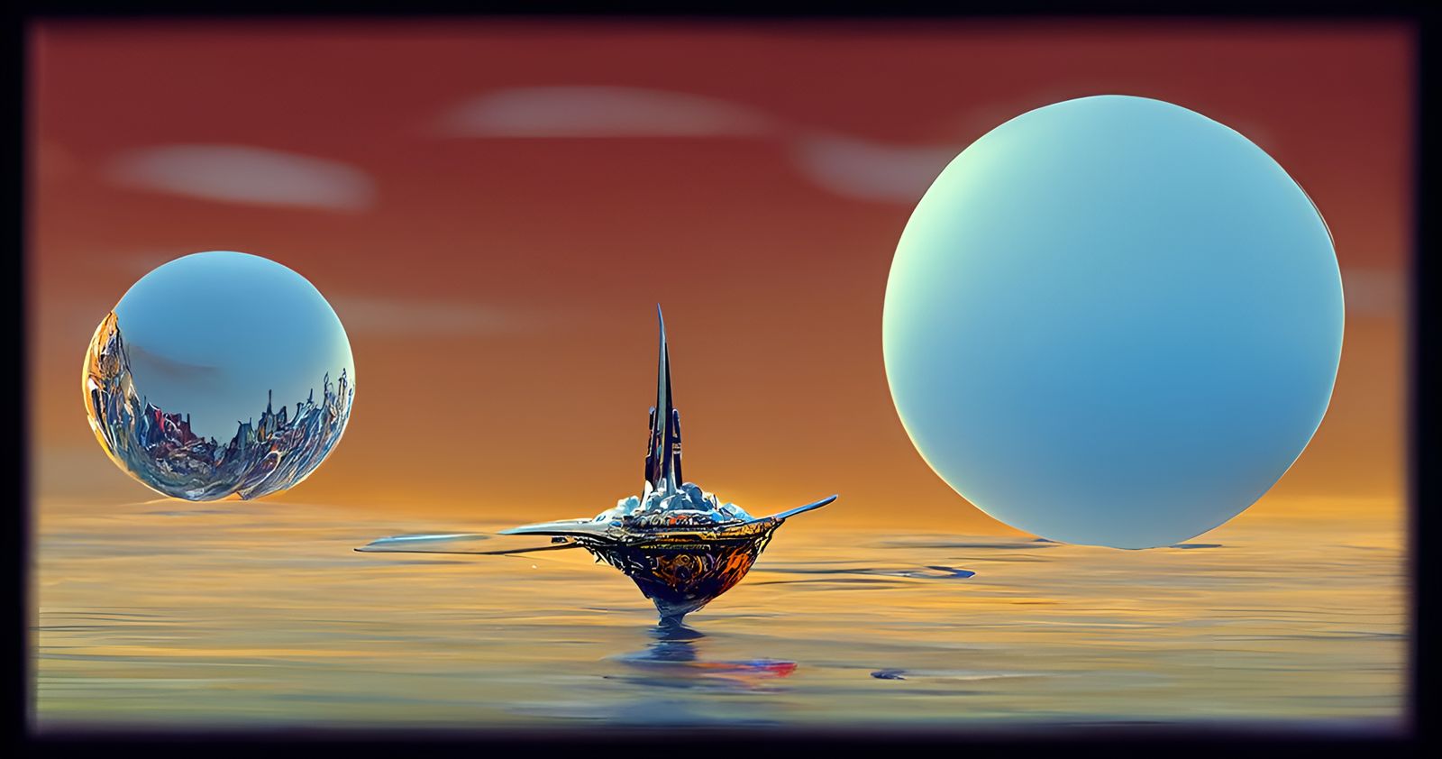 Galactic Expanse with Alien Spacecraft in Ghibli Style